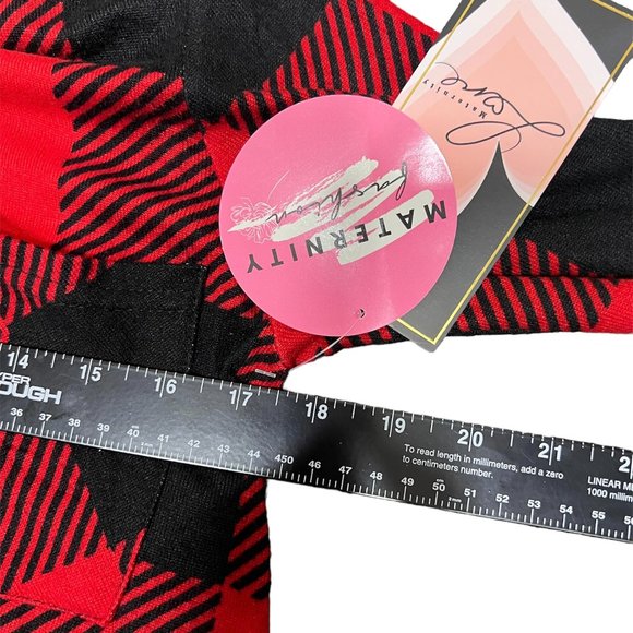 Maternity Love Womens Red Black Plaid Long Sleeve Soft Button-Up Shirt Size M - Picture 12 of 13